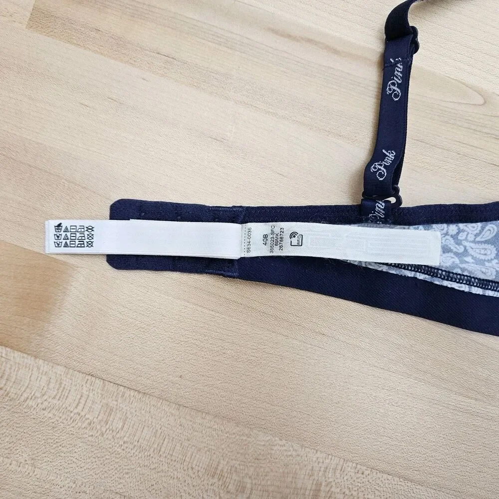 Victoria’s Secret 40B Wear Everywhere Padded Push Up Bra Bandana Print Underwire - Picture 4 of 5